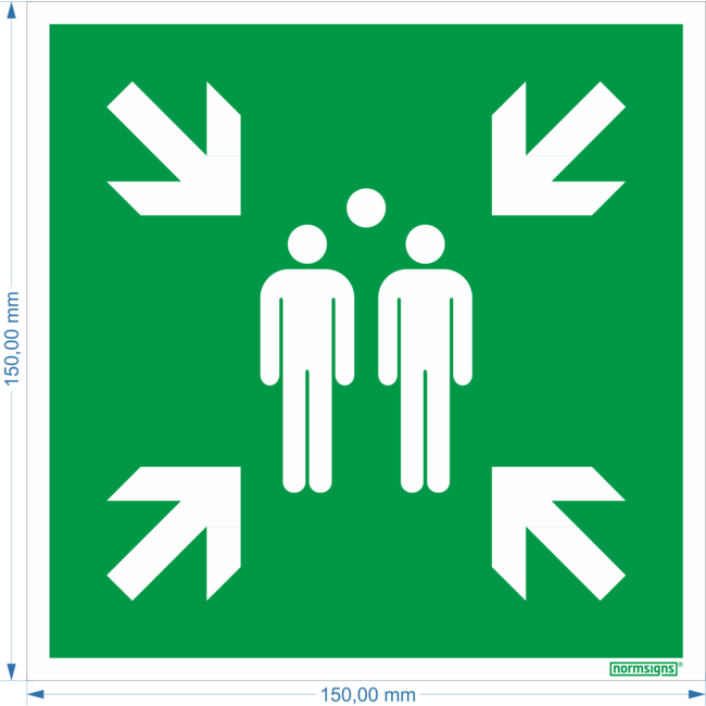 Normsigns Pictogramme point de rassemblement Matériau : PVC, Dimensions : 200 x 200 mm