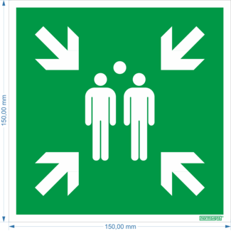 Normsigns Assembly point pictogram Material: Photoluminescent, Dimensions: 200 x 200 mm