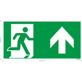 Normsigns Pictogram vluchtweg rechtdoor Materiaal: Sticker, Afmeting: 150 x 300 mm