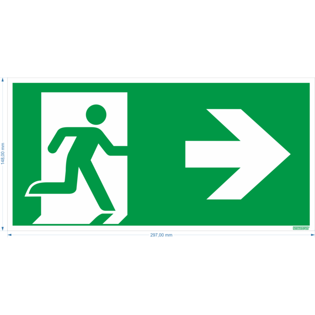 Normsigns Emergency exit pictogram right Material: Sticker, Dimensions: 200 x 400 mm