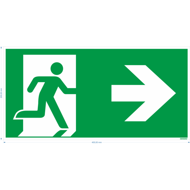 Normsigns Fluchtweg-Piktogramm rechts Material: PVC, Maße: 150 x 300 mm