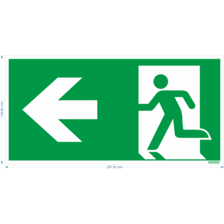 Normsigns Emergency exit pictogram left Material: Sticker, Dimensions: 200 x 400 mm