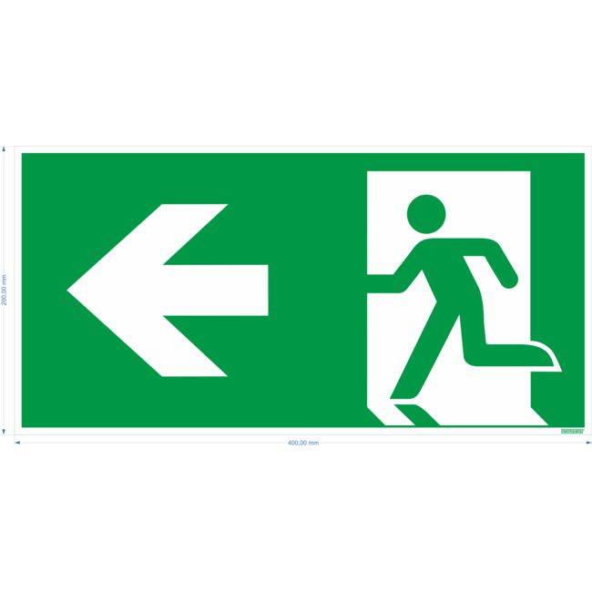 Normsigns Emergency exit pictogram left Material: Photoluminescent, Dimensions: 150 x 300 mm