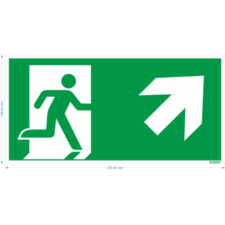 Normsigns Pictogram vluchtweg rechts boven Materiaal: PVC, Afmeting: 200 x 400 mm