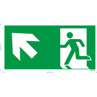 Normsigns Emergency exit pictogram top left Material: Sticker, Dimensions: 200 x 400 mm