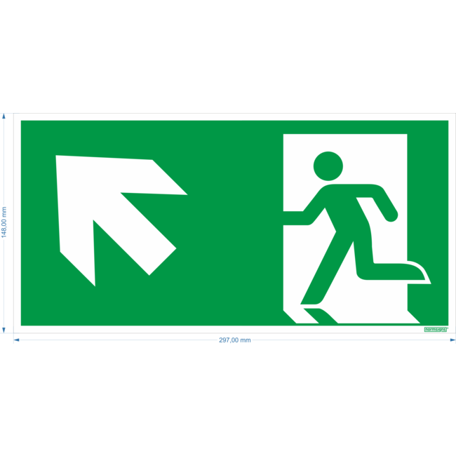 Normsigns Emergency exit pictogram top left Material: Sticker, Dimensions: 200 x 400 mm