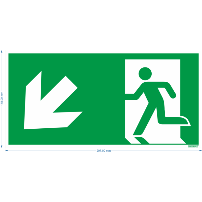 Normsigns Emergency exit pictogram bottom left Material: Photoluminescent, Dimensions: 200 x 400 mm