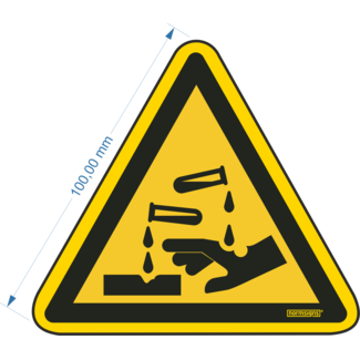 Normsigns Pictogram bijtende stoffen Materiaal: PVC, Afmeting: 315 mm