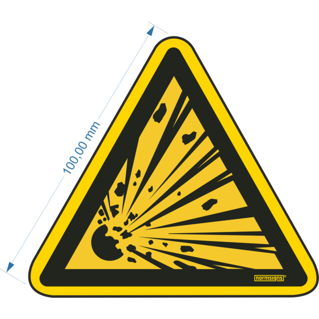 Normsigns Explosionsgefahr-Piktogramm Material: Aufkleber, Größe: 100 mm