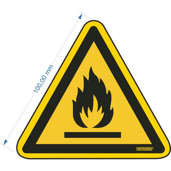 Normsigns Pictogram ontvlambare stoffen  Materiaal: PVC, Afmeting: 100 mm