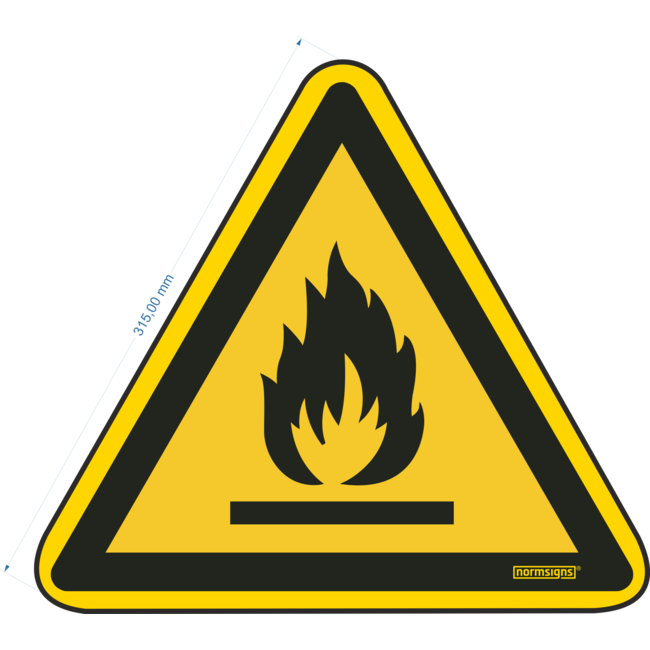 Normsigns Pictogram ontvlambare stoffen  Materiaal: PVC, Afmeting: 100 mm