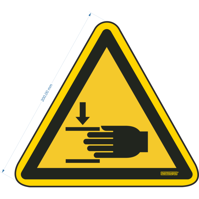 Normsigns Pictogram gevaar voor handen  Materiaal: PVC, Afmeting: 100 mm
