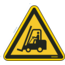 Normsigns Pictogram gevaar voor heftruck/transportvoertuigen  Materiaal: Sticker, Afmeting: 100 mm