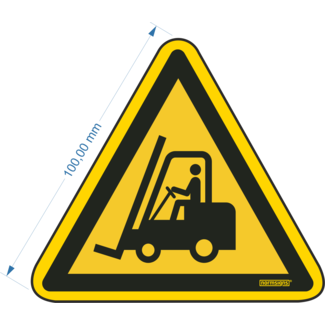 Normsigns Pictogram gevaar voor heftruck/transportvoertuigen  Materiaal: Sticker, Afmeting: 200 mm