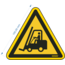 Normsigns Pictogram gevaar voor heftruck/transportvoertuigen  Materiaal: Sticker, Afmeting: 200 mm