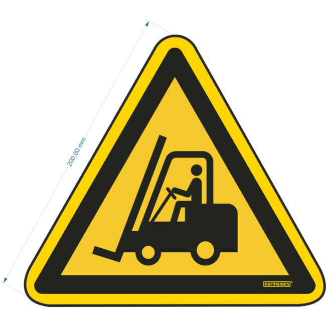 Normsigns Pictograma de peligro por montacargas/vehículos de transporte Material: PVC, Dimensiones: 100 mm