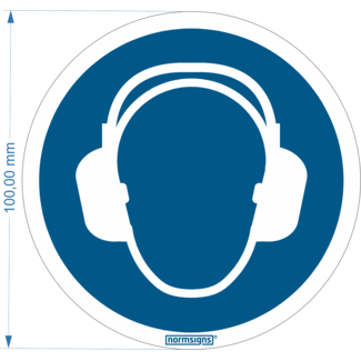 Normsigns Pictogram gehoorbescherming verplicht Materiaal: Sticker, Afmeting: 200 mm