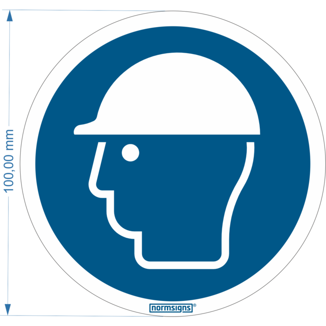 Normsigns Pictogramme casque de sécurité obligatoire Matériau : Autocollant, Dimensions : 200 mm