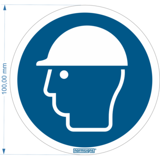 Normsigns Pictogram veiligheidshelm verplicht  Materiaal: PVC, Afmeting: 100 mm