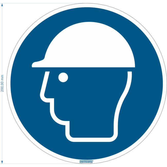 Normsigns Piktogramm Sicherheitshelm erforderlich Material: PVC, Abmessungen: 100 mm