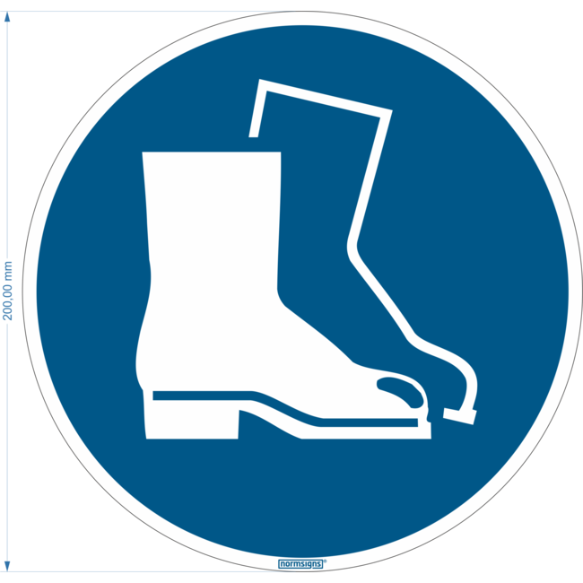 Normsigns Safety shoes required pictogram Material: Sticker, Dimensions: 200 mm