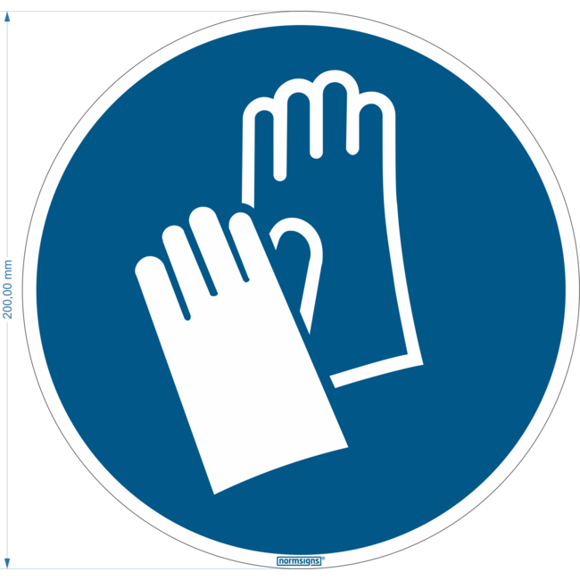 Normsigns Pictograma guantes de seguridad obligatorios Material: Adhesivo, Dimensiones: 200 mm