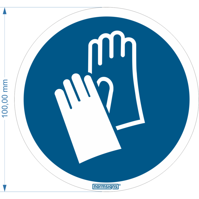 Normsigns Safety gloves required pictogram Material: PVC, Dimensions: 100 mm