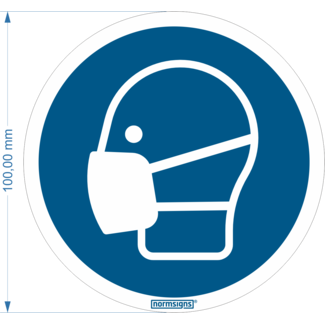 Normsigns Face mask required pictogram Material: PVC, Dimensions: 100 mm