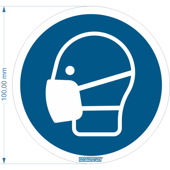 Normsigns Pictogram mondmasker verplicht Materiaal: PVC, Afmeting: 100 mm