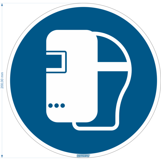 Normsigns Face shield required pictogram Material: Sticker, Size: 100 mm