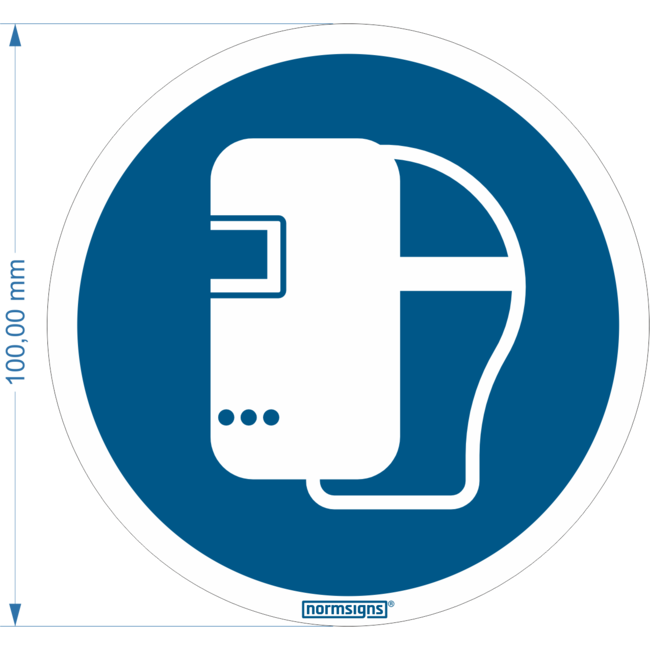Normsigns Pictogram gelaatscherm verplicht  Materiaal: Sticker, Afmeting: 200 mm