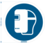 Normsigns Pictogram gelaatscherm verplicht  Materiaal: Sticker, Afmeting: 200 mm