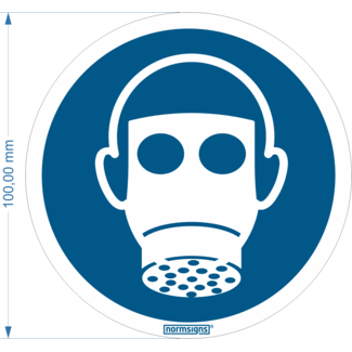 Normsigns Pictogram adembescherming verplicht Materiaal: Sticker, Afmeting: 200 mm