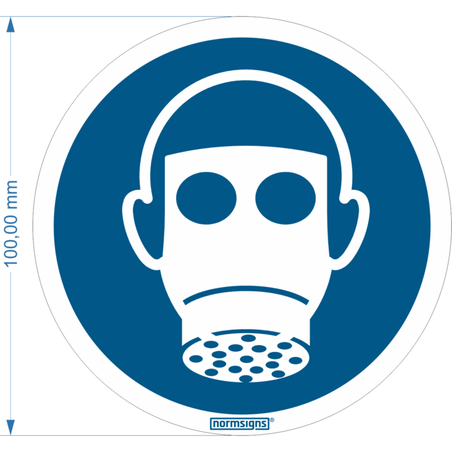 Normsigns Respiratory protection required pictogram Material: PVC, Dimensions: 100 mm