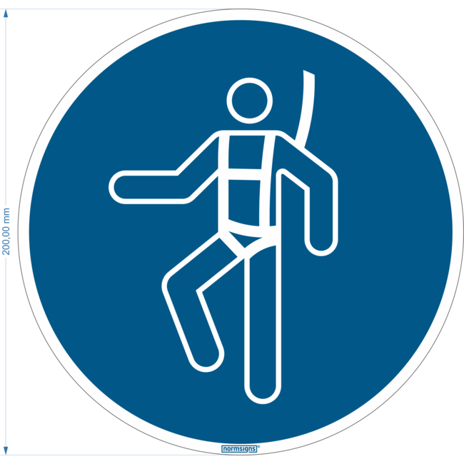 Normsigns Safety harness required pictogram Material: Sticker, Size: 100 mm