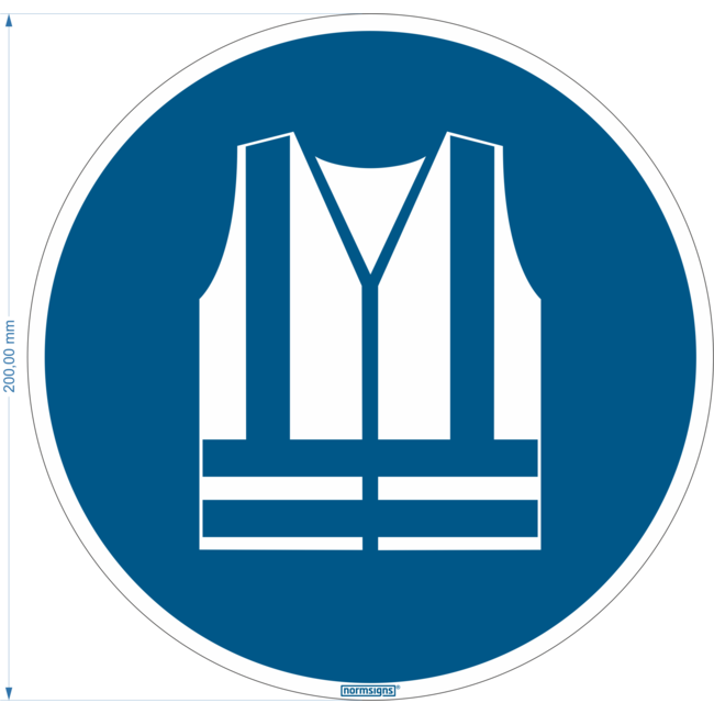 Normsigns Safety vest required pictogram Material: Sticker, Size: 100 mm