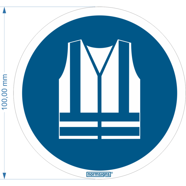 Normsigns Pictogramme gilet de sécurité obligatoire Matériau : Autocollant, Dimensions : 200 mm