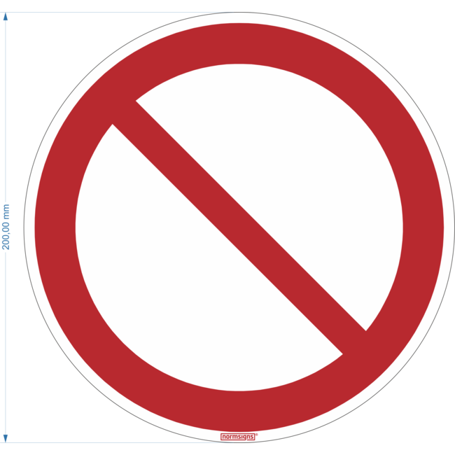 Normsigns Piktogramm allgemeines Verbot Material: PVC, Abmessungen: 100 mm