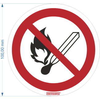 Normsigns Pictograma: Prohibido el fuego abierto y fumar Material: Adhesivo, Dimensiones: 200 mm