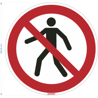 Normsigns Pictogram verboden voor voetgangers  Materiaal: Sticker, Afmeting: 200 mm