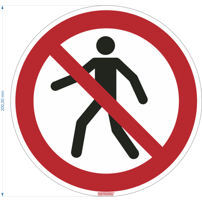 Normsigns Pictogram verboden voor voetgangers  Materiaal: Sticker, Afmeting: 200 mm