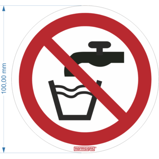 Normsigns Pictogram geen drinkwater  Materiaal: Sticker, Afmeting: 200 mm