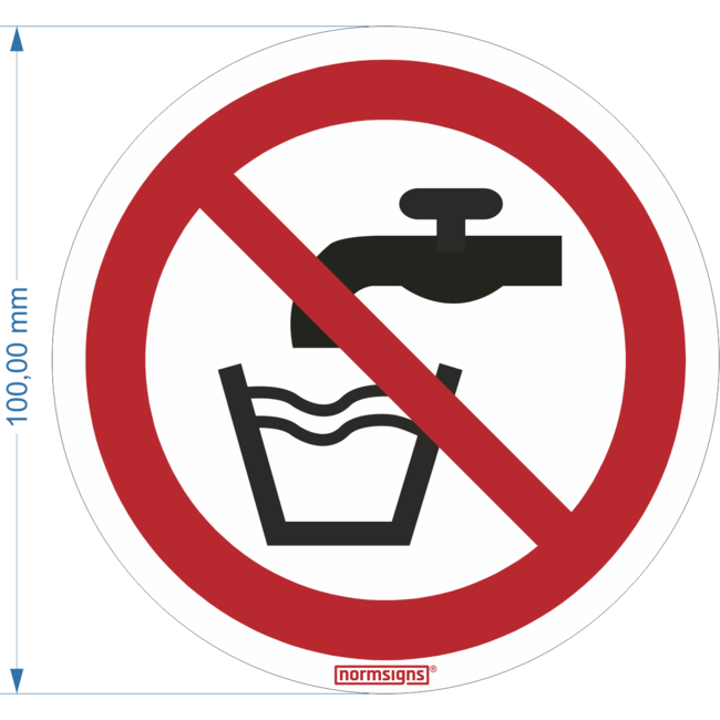Normsigns Pictogram geen drinkwater  Materiaal: Sticker, Afmeting: 200 mm