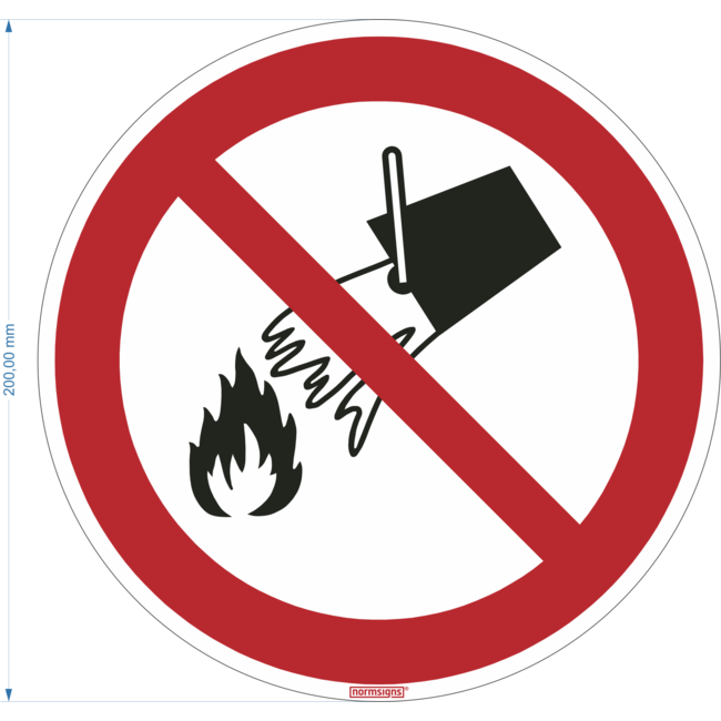 Normsigns Prohibido extinguir con agua Material: Adhesivo, Tamaño: 100 mm