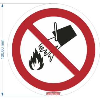 Normsigns Pictogram verboden met water te blussen  Materiaal: Sticker, Afmeting: 200 mm