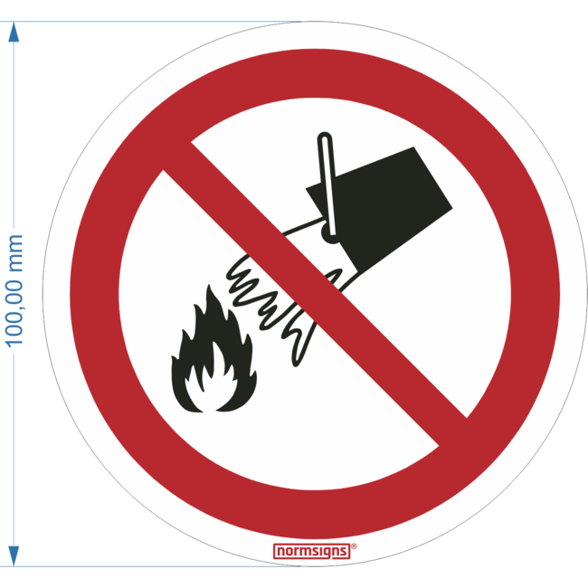 Normsigns Prohibido extinguir con agua Material: Adhesivo, Dimensiones: 200 mm