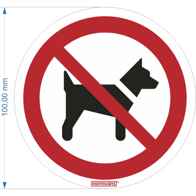 Normsigns Pictograma prohibido el paso a perros Material: PVC, Dimensiones: 100 mm