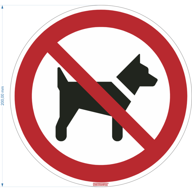 Normsigns Piktogramm Hunde verboten Material: PVC, Abmessungen: 200 mm