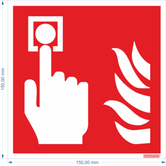 Normsigns Pictograma de sistema de alarma contra incendios Material: Adhesivo, Dimensiones: 100 x 100 mm
