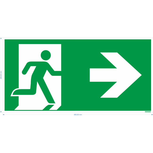 Normsigns Pictogramme de sortie de secours à droite Matériau : Photoluminescent, Dimensions : 100 x 200 mm